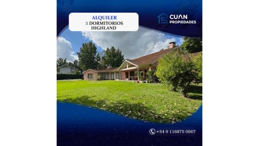 Casa en alquiler Anual, Highland Park Country club , 200 mt2, 3 habitaciones