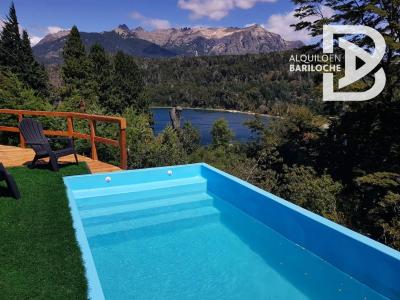 Alquiler Casa en Bariloche Vista al Lago y Pileta Climatizada. 6 PAX. Circuito Chico., 3 habitaciones