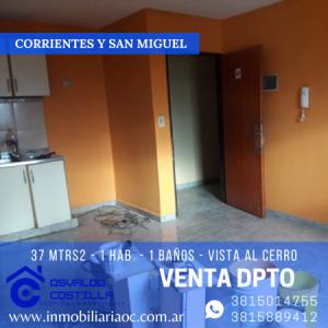 Dpto. de 1 dormitorio en  calle Corrientes y San Miguel, 37 mt2, 1 habitaciones