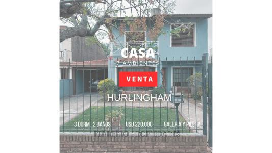VENTA CASA 7 AMBIENTES EN HURLINGHAM, 180 mt2, 4 habitaciones