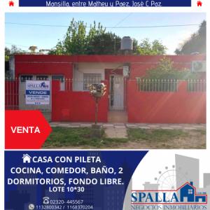 CASA EN VENTA CON PILETA - Jose C. Paz, 300 mt2, 2 habitaciones