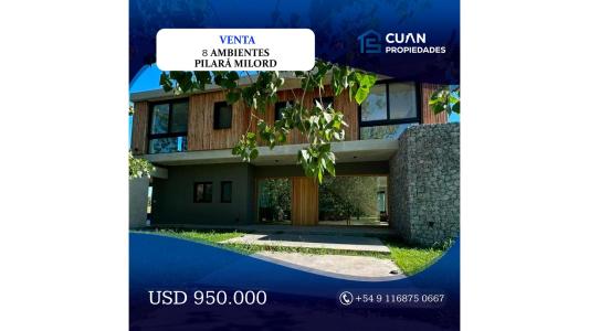 Casa en venta a estrenar en Pilará CUAN PROPIEDADES, 300 mt2, 5 habitaciones