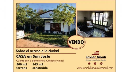 VENDO CASA EN LA LOCALIDAD DE SAN JUSTO - 500 M2 TERRENO, 145 mt2, 3 habitaciones