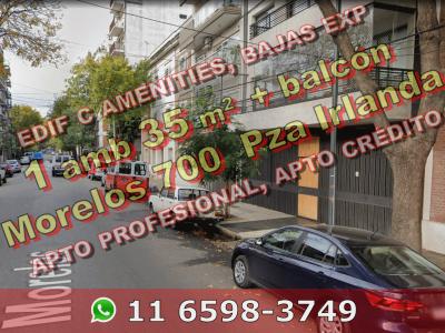 Monoambiente en Venta en Caballito (Plaza Irlanda) 35 m2 + balcón, edificio con amenities, bajas expensas - Morelos 700