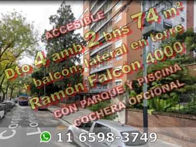 COCHERA CUBIERTA OPCIONAL - Departamento en Venta en Floresta 4 ambientes 2 baños + balcón 74 m2 lateral en torre, con parque y piscina - Ramón Falcón 4000, 3 habitaciones