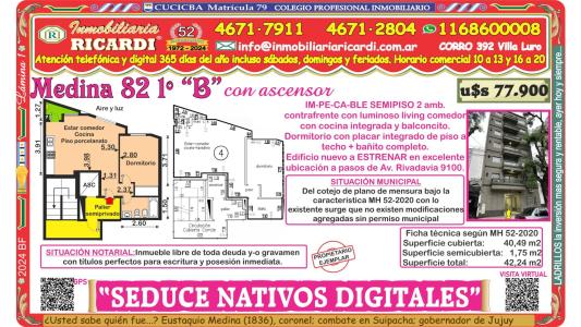 SEDUCE NATIVOS DIGITALES - A ESTRENAR 2 amb. contrafrente, 40 mt2, 1 habitaciones