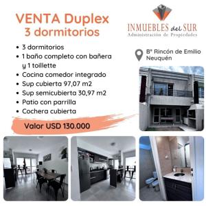 Venta Duplex de 3 dormitorios en Barrio Rincon de Emilio, 128 mt2, 3 habitaciones