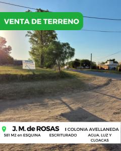 VENTA de TERRENO - J.M. de ROSAS, COLONIA AVELLANEDA, 581 mt2