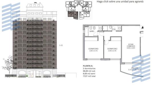Departamento, Tigre-  Edificio Terrazas al Delta 3 ambientes, 68 mt2, 2 habitaciones