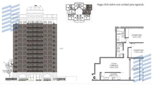 Depto - Tigre-  Edificio Terrazas al Delta 3 ambientes, 69 mt2, 2 habitaciones