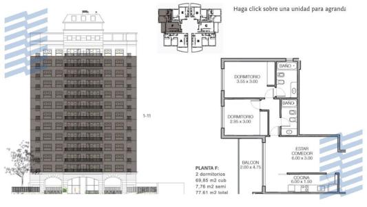 Departamento, Tigre, Edificio Terrazas al Delta 3 ambientes, 69 mt2, 2 habitaciones