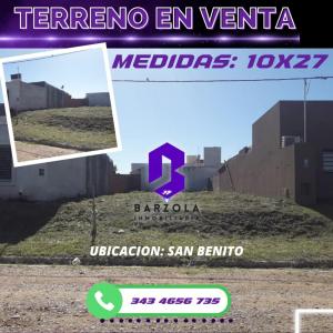 TERRENOS EN VENTA - SAN BENITO, 270 mt2