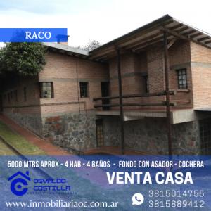 Venta de hermosa Casa en Raco, 5000 mt2, 4 habitaciones