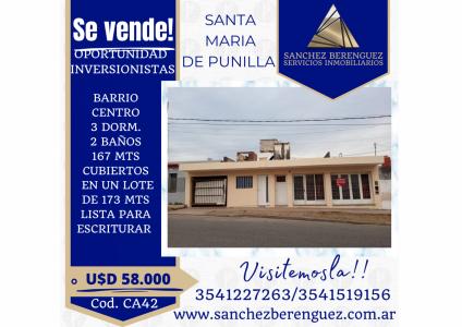CASA EN VENTA OPORTUNIDAD INVERSIONISTA CA42, 173 mt2, 3 habitaciones